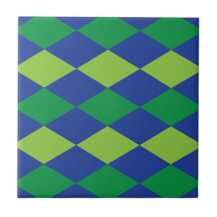 Azulejo Patrón de cuadros de diamante verde lima verde