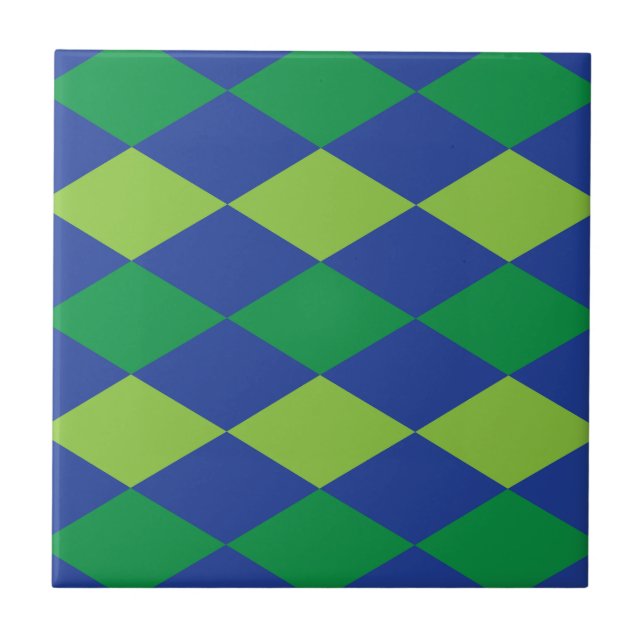 Azulejo Patrón de cuadros de diamante verde lima verde (Frente)