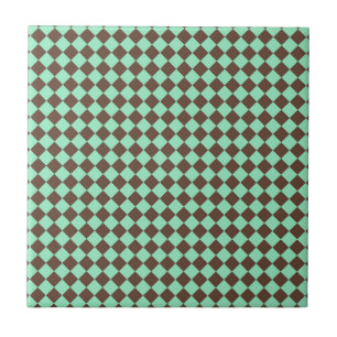 Azulejo Patrón de cuadros de diamante verde marrón