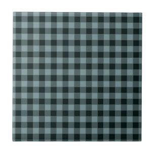 Azulejo Patrón de cuadros gingham azul negro