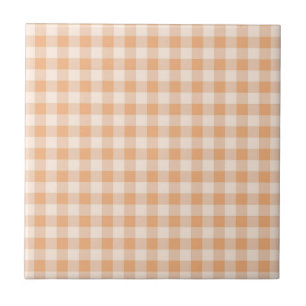 Azulejo Patrón de cuadros gingham blanco melocotón
