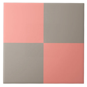 Azulejo Patrón de Cuadros Gris Rosa Coral
