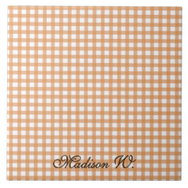 Azulejo Patrón de cuadros naranja cálido y lindo