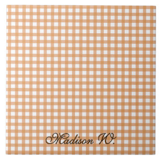 Azulejo Patrón de cuadros naranja cálido y lindo