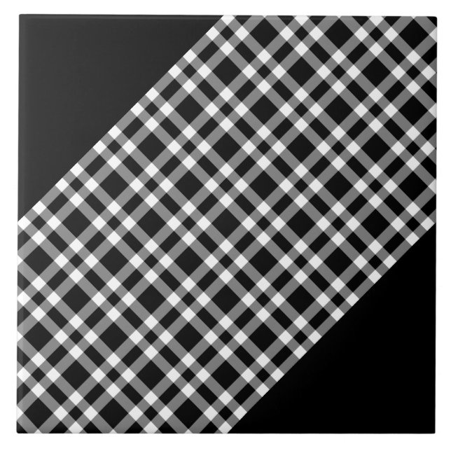 Azulejo Patrón de Cuadros Negro Blanco (Frente)