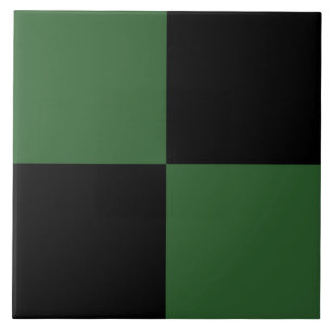 Azulejo Patrón de cuadros negros verde bosque