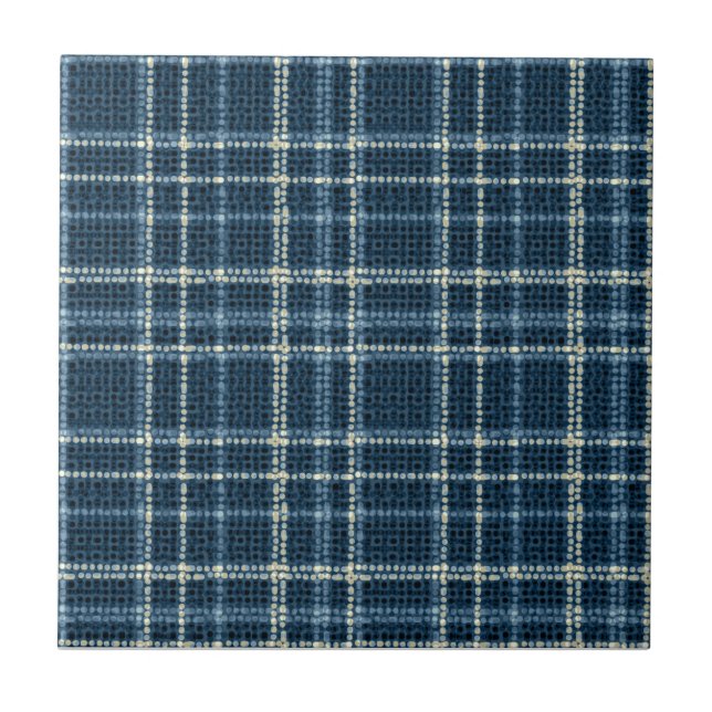 Azulejo Patrón de cuadros punteado. Gris-azul. (Frente)