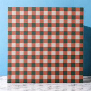 Azulejo Patrón de cuadros rojos y verdes retro minimalista