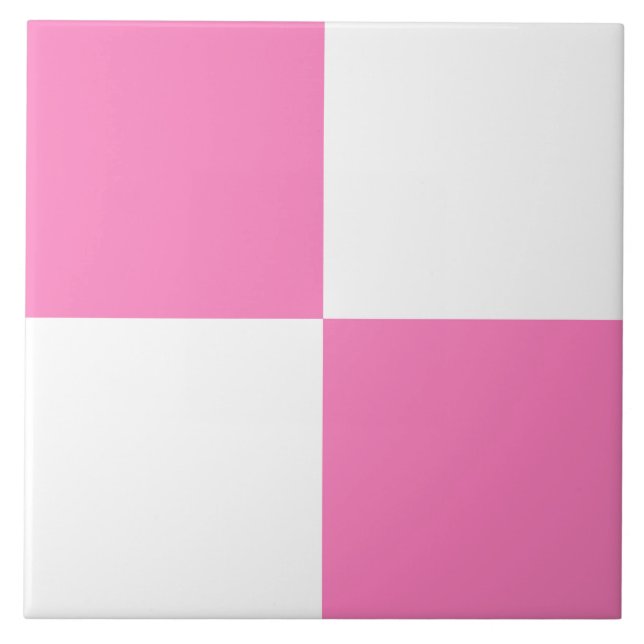 Azulejo Patrón de cuadros rosa y blanco (Frente)