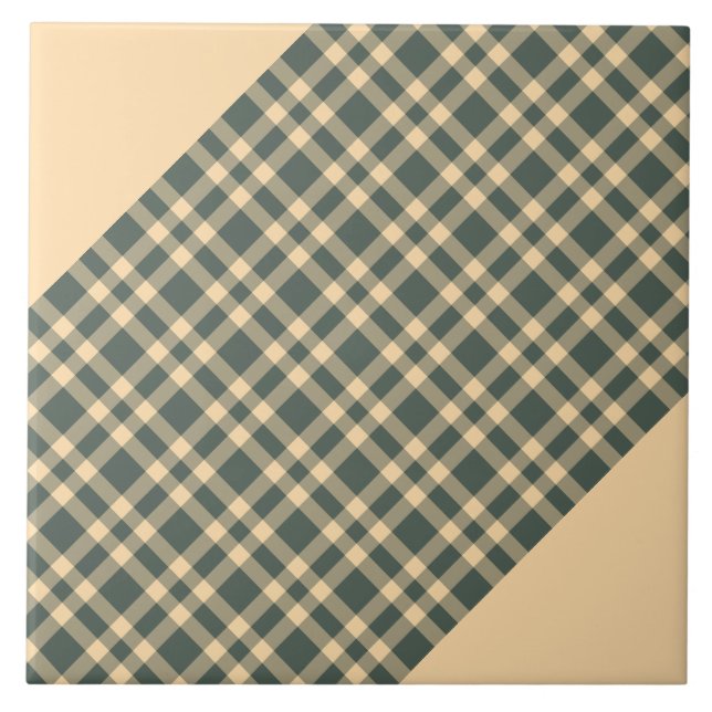 Azulejo Patrón de Cuadros Verde Amarillo (Frente)