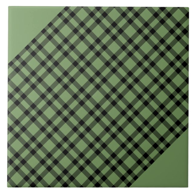 Azulejo Patrón de Cuadros Verde Negro (Frente)