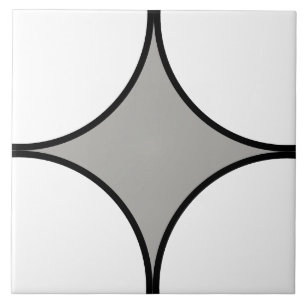 Azulejo Patrón de cuarto de círculo en negro, blanco y gri