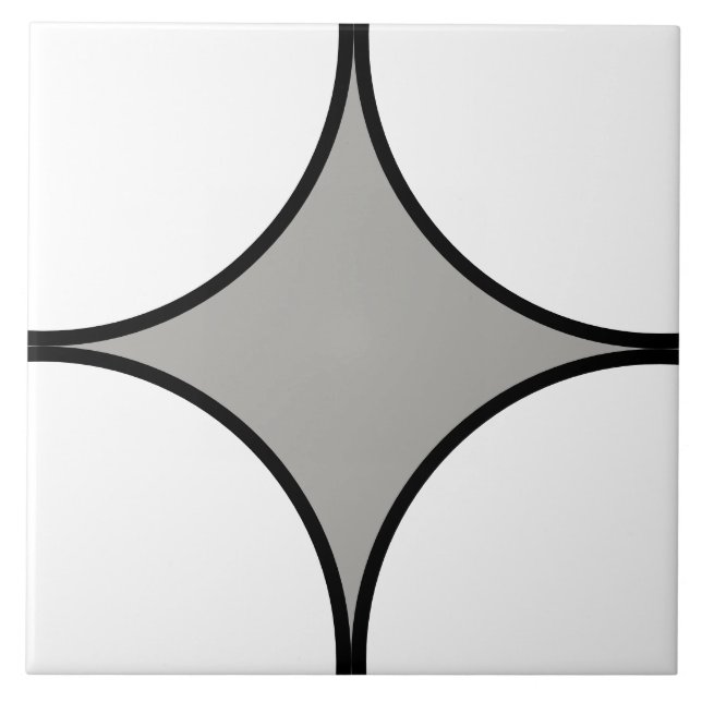 Azulejo Patrón de cuarto de círculo en negro, blanco y gri (Frente)
