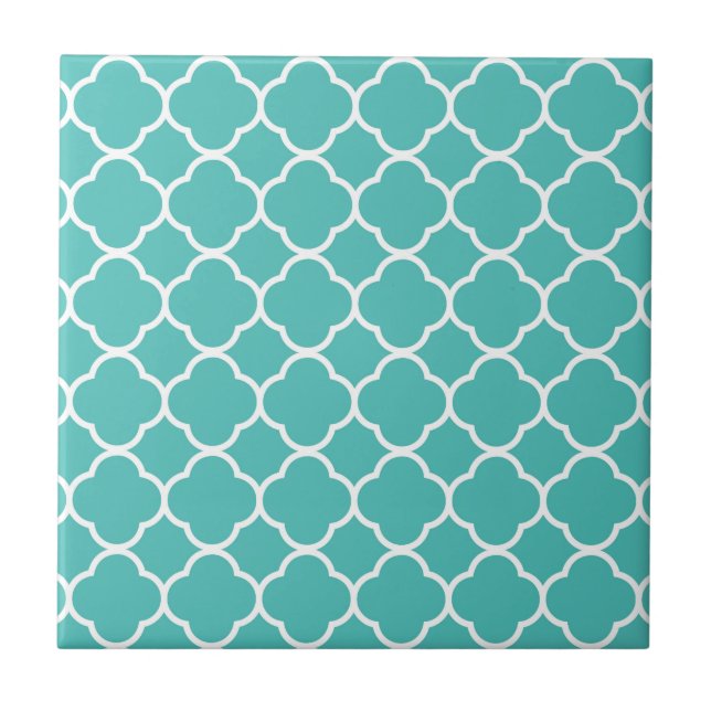 Azulejo Patrón de cuatrefoil azul-verde (Frente)