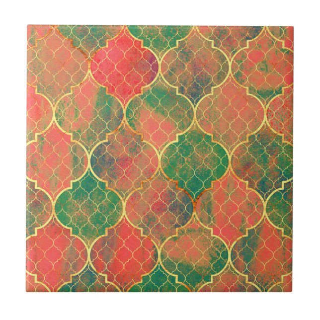 Azulejo Patrón de cuatrefoil colorido (Frente)