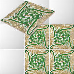 Azulejo Patrón de cuatro ángulos de la era victoriana Art<br><div class="desc">Se trata de un diseño de patrones de impresión digitalmente realzado derivado de un antiguo Art Nouveau de la era victoriana o de un diseño de lagarto de estilo artesanal de Maurice Pillard Verneuil. Puede personalizar del color de fondo.</div>