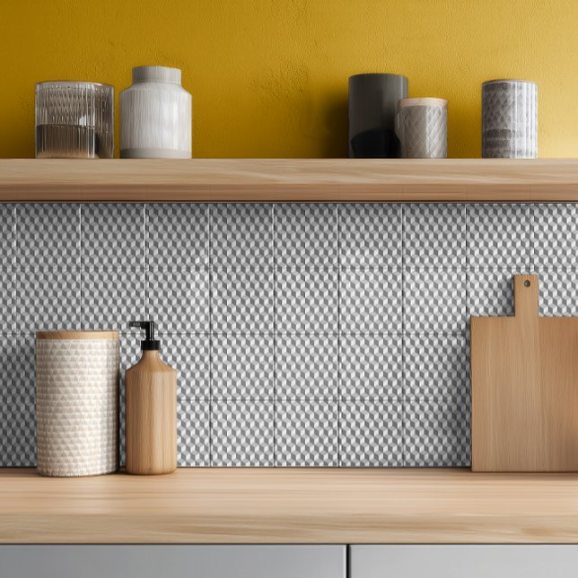 Azulejo Patrón de cubo 3D geométrico gris moderno (Subido por el creador)