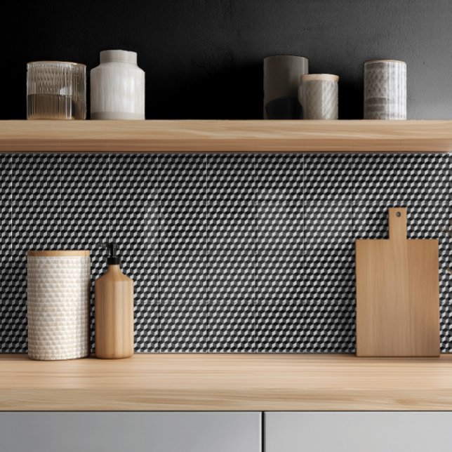Azulejo Patrón de cubo 3D geométrico gris negro moderno (Subido por el creador)