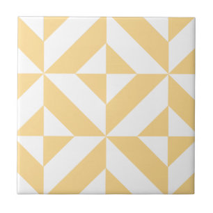Azulejo Patrón de cubo de deco geométrico de melón pálido