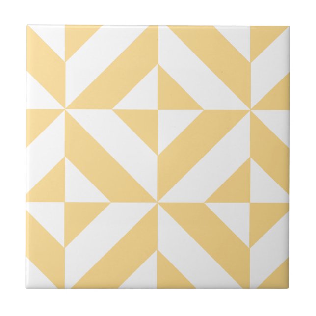 Azulejo Patrón de cubo de deco geométrico de melón pálido (Frente)