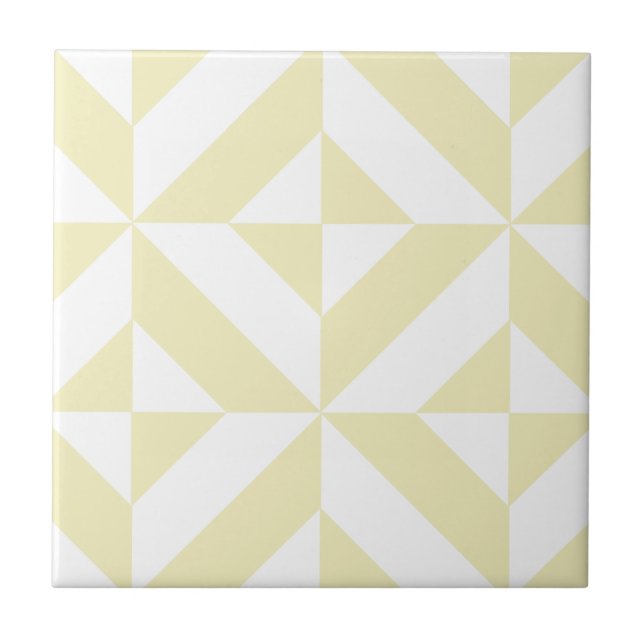 Azulejo Patrón de cubo de deco geométrico de oro pálido (Frente)