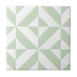 Azulejo Patrón de cubo de deducción geométrica verde de