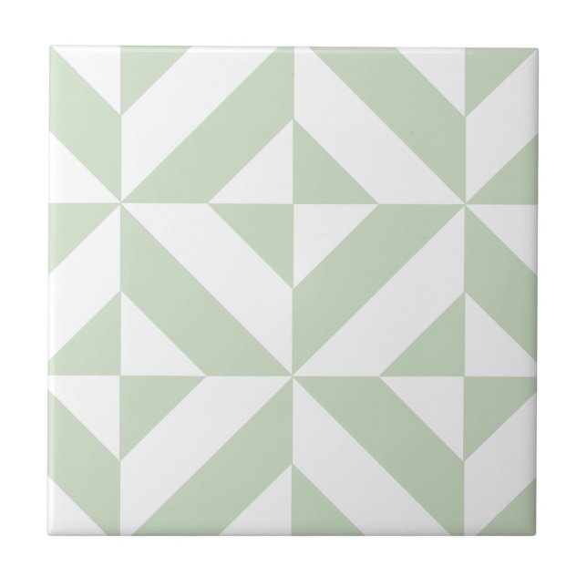 Azulejo Patrón de cubo de deducción geométrica verde de sa (Frente)