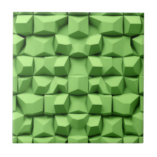 Azulejo Patrón de cubo geométrico 3D en verde salvia