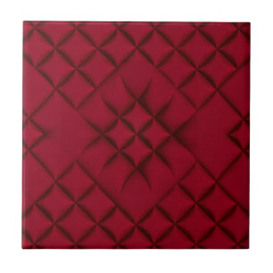 Azulejo Patrón de Cuero Acolchado Rojo Intenso