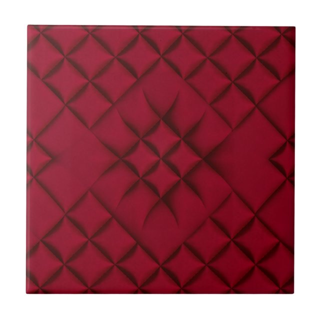 Azulejo Patrón de Cuero Acolchado Rojo Intenso (Frente)