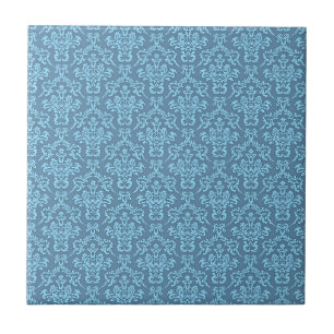 Azulejo Patrón de Damasco Azul