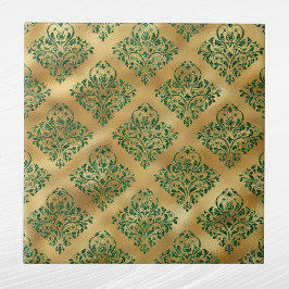 Azulejo Patrón de Damasco de oro verde de Glam