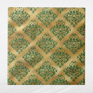 Azulejo Patrón de Damasco de oro verde Glam