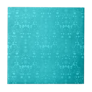 Azulejo Patrón de damasco de turquesa brillante acuático