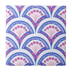 Azulejo patrón de damasco floral azul