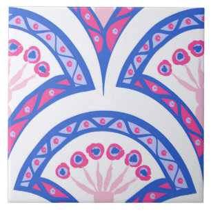 Azulejo patrón de damasco floral azul