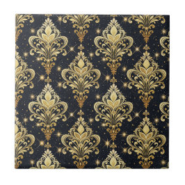 Azulejo Patrón de damasco floral real resplandeciente en n