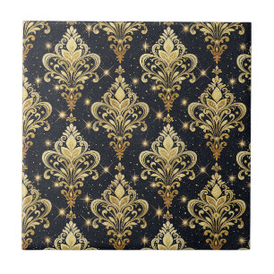 Azulejo Patrón de damasco floral real resplandeciente en n