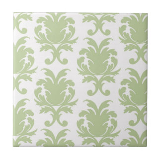 Azulejo patrón de damasco grande de negrita verde sage