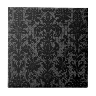 Azulejo patrón de damasco gris negro de encaje falso