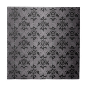 Azulejo Patrón de Damasco Negro y Gris