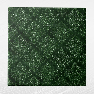 Azulejo Patrón de damasco verde de Glam