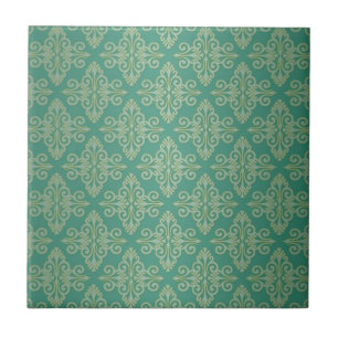 Azulejo Patrón de damasco verde Veridian