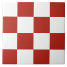 Azulejo Patrón de damero rojo y blanco