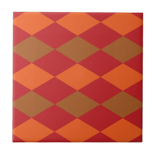 Azulejo Patrón de diamante a cuadros verde naranja 