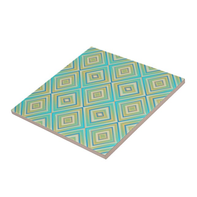 Azulejo Patrón de diamante alternativo de azul turquesa (Lado)