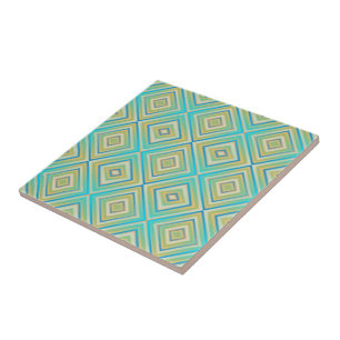 Azulejo Patrón de diamante alternativo de azules turquesa