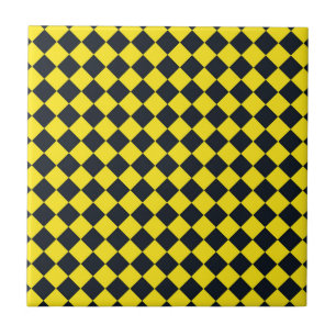 Azulejo Patrón de diamante amarillo negro de cheques