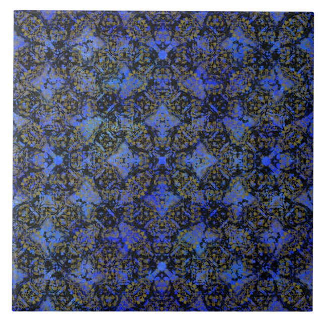 Azulejo Patrón de diamante azul y negro (Frente)