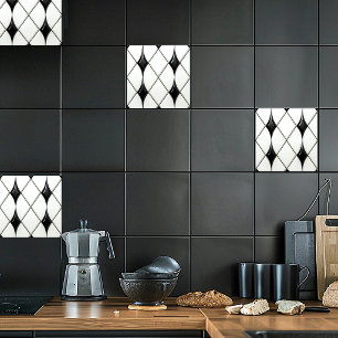 Azulejo Patrón de diamante blanco negro bonito